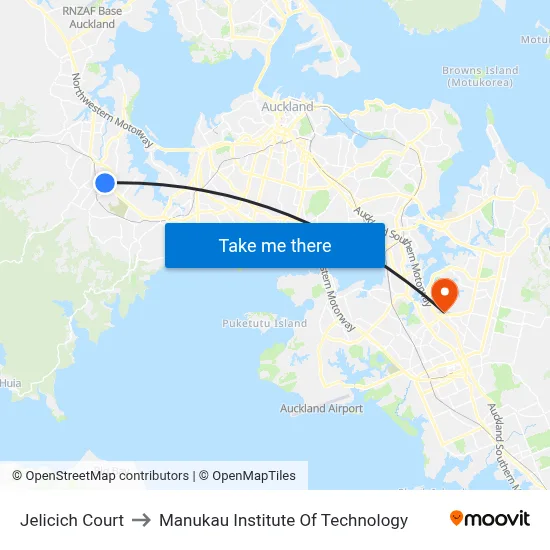 Jelicich Court to Manukau Institute Of Technology map