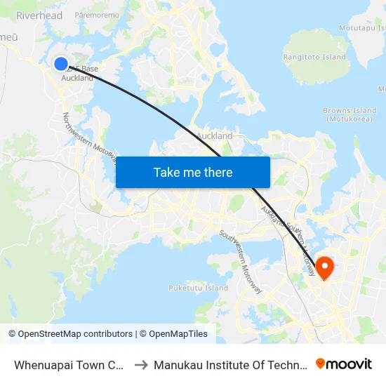 Whenuapai Town Centre to Manukau Institute Of Technology map