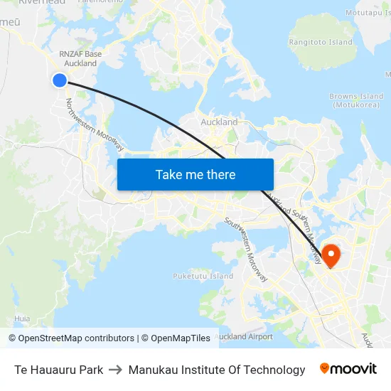 Te Hauauru Park to Manukau Institute Of Technology map
