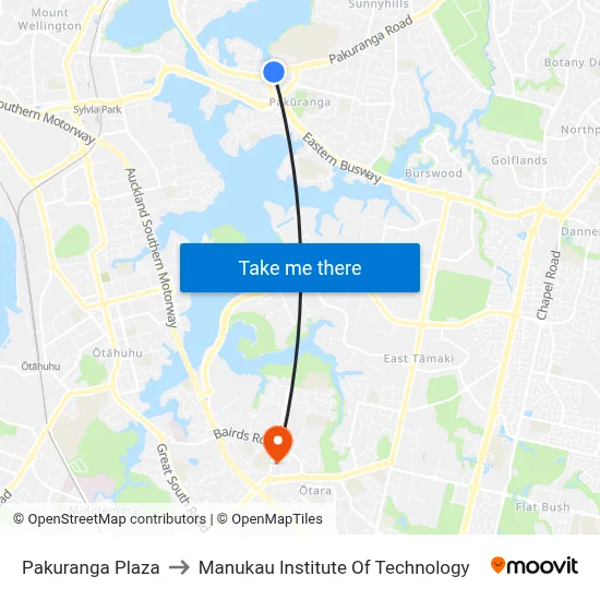Pakuranga Plaza to Manukau Institute Of Technology map