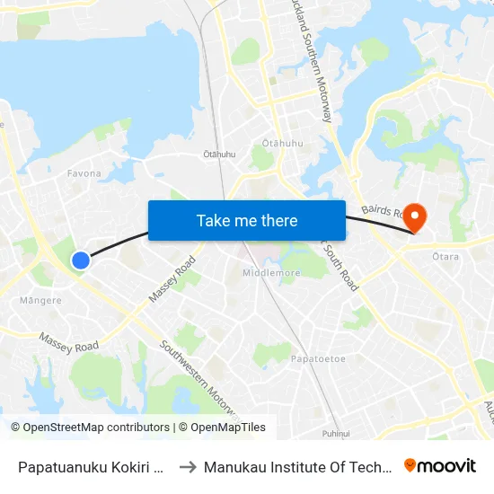Papatuanuku Kokiri Marae to Manukau Institute Of Technology map