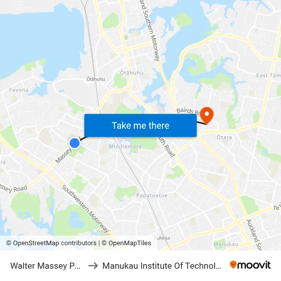 Walter Massey Park to Manukau Institute Of Technology map