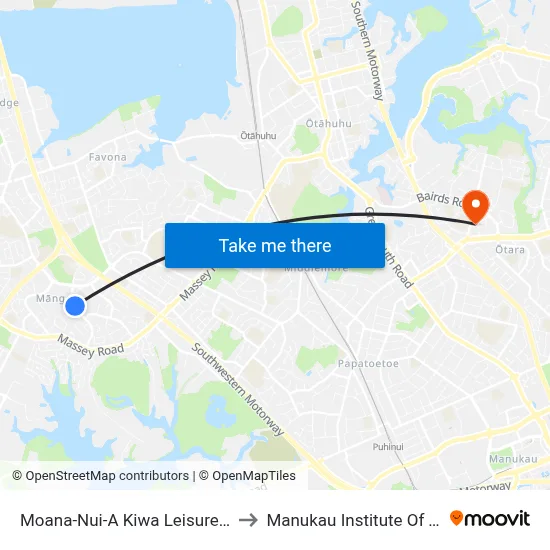 Moana-Nui-A Kiwa Leisure Centre Pools to Manukau Institute Of Technology map