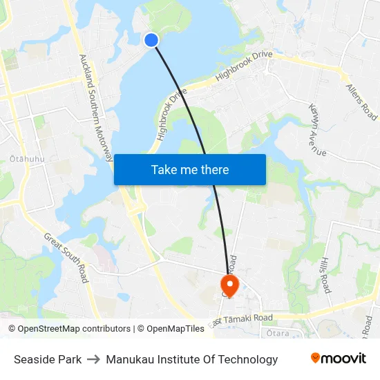 Seaside Park to Manukau Institute Of Technology map