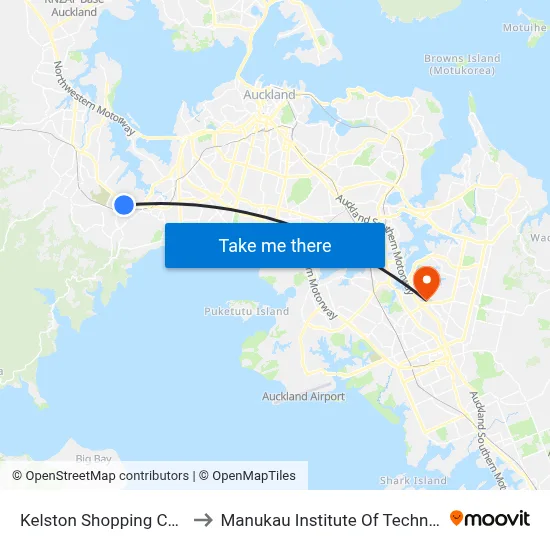 Kelston Shopping Centre to Manukau Institute Of Technology map