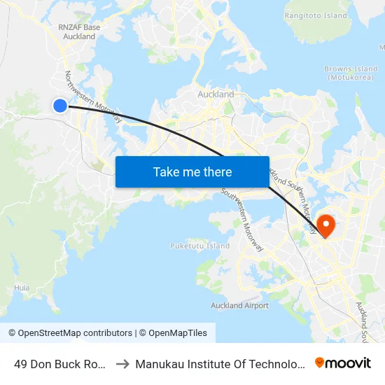 49 Don Buck Road to Manukau Institute Of Technology map