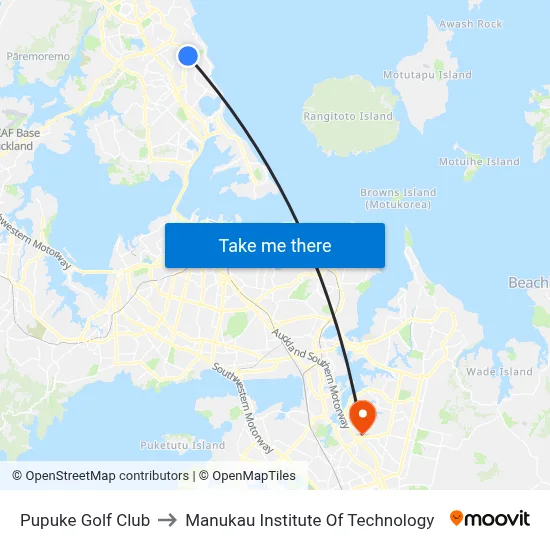 Pupuke Golf Club to Manukau Institute Of Technology map