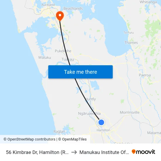 56 Kimbrae Dr, Hamilton (Rototuna Highs) to Manukau Institute Of Technology map