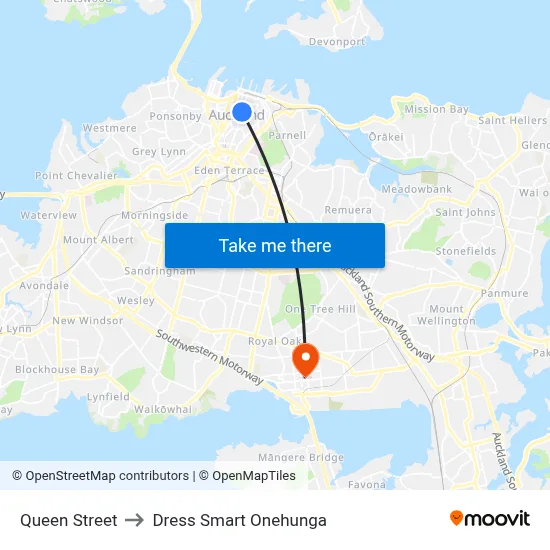 Queen Street to Dress Smart Onehunga map