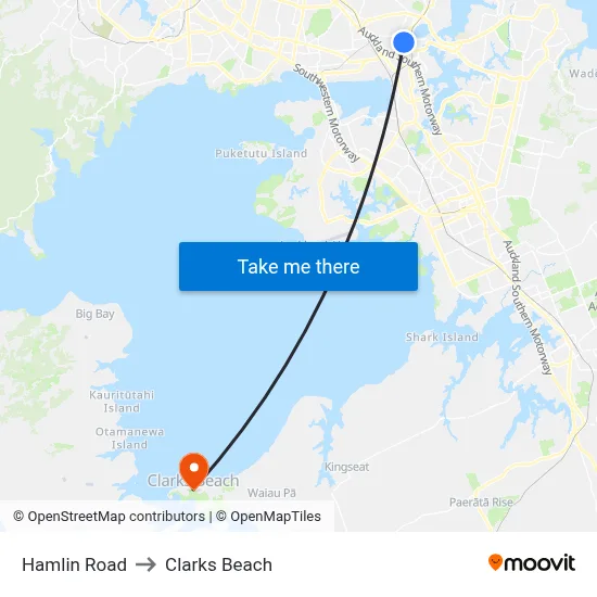 Hamlin Road to Clarks Beach map