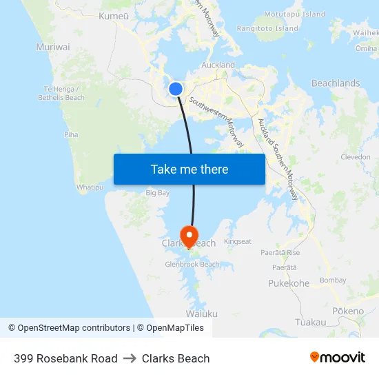 399 Rosebank Road to Clarks Beach map
