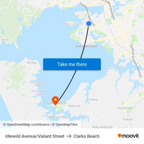 Idlewild Avenue/Valiant Street to Clarks Beach map