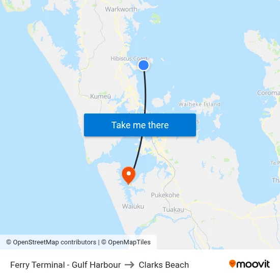 Ferry Terminal - Gulf Harbour to Clarks Beach map