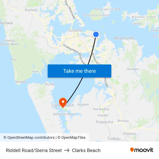 Riddell Road/Sierra Street to Clarks Beach map