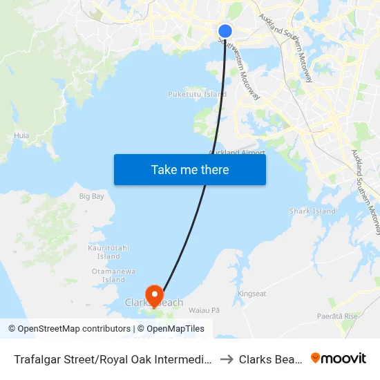 Trafalgar Street/Royal Oak Intermediate to Clarks Beach map