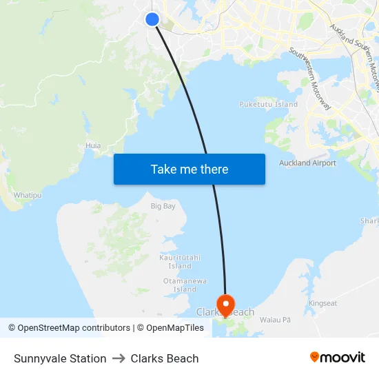 Sunnyvale Station to Clarks Beach map