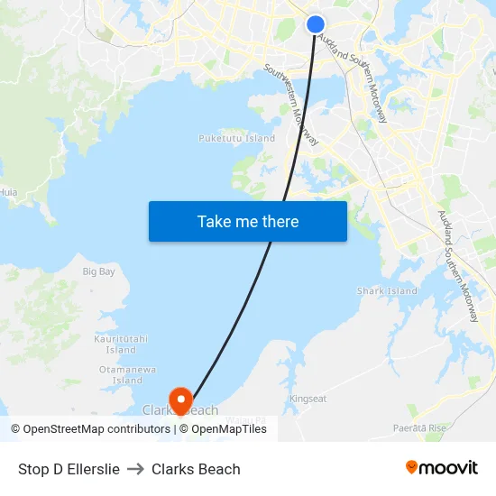 Stop D Ellerslie to Clarks Beach map