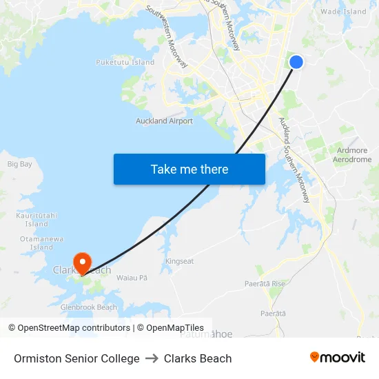 Ormiston Senior College to Clarks Beach map