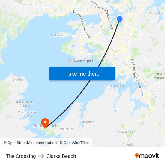 The Crossing to Clarks Beach map