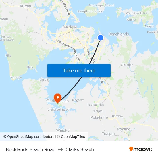 Bucklands Beach Road to Clarks Beach map