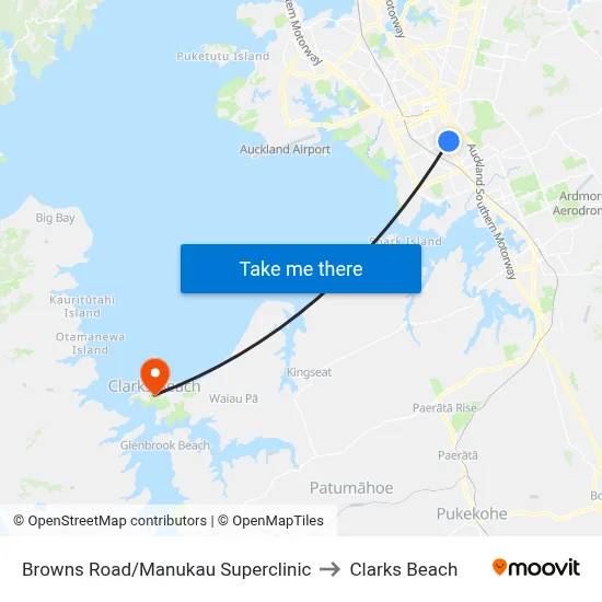 Browns Road/Manukau Superclinic to Clarks Beach map