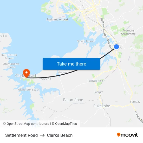 Settlement Road to Clarks Beach map