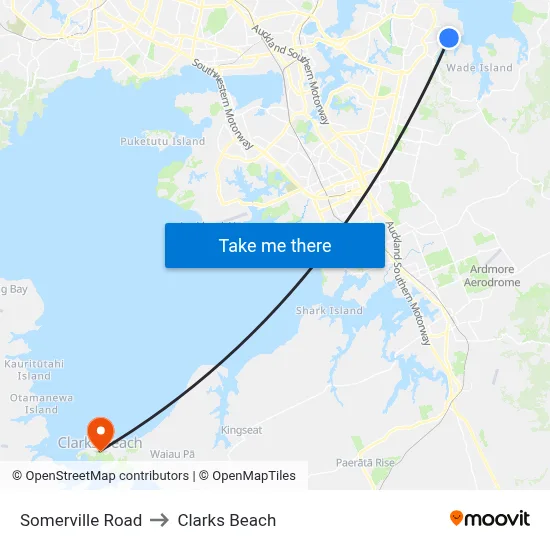 Somerville Road to Clarks Beach map
