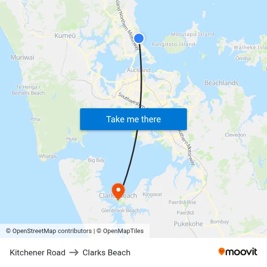 Kitchener Road to Clarks Beach map