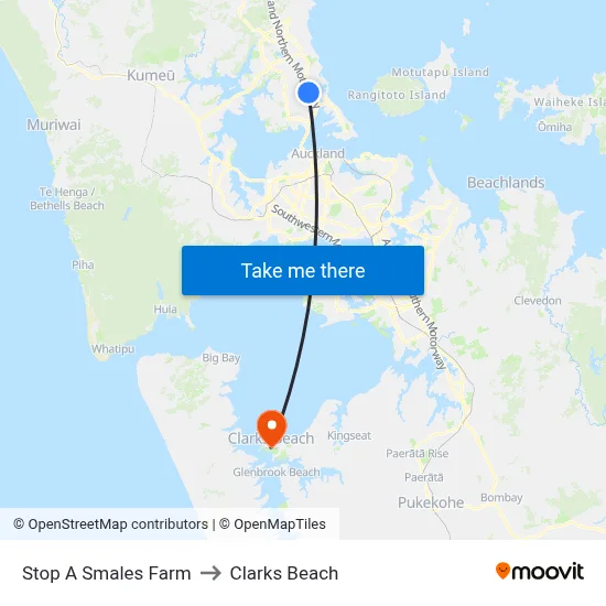 Stop A Smales Farm to Clarks Beach map
