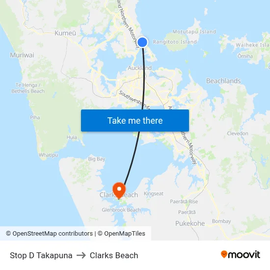 Stop D Takapuna to Clarks Beach map
