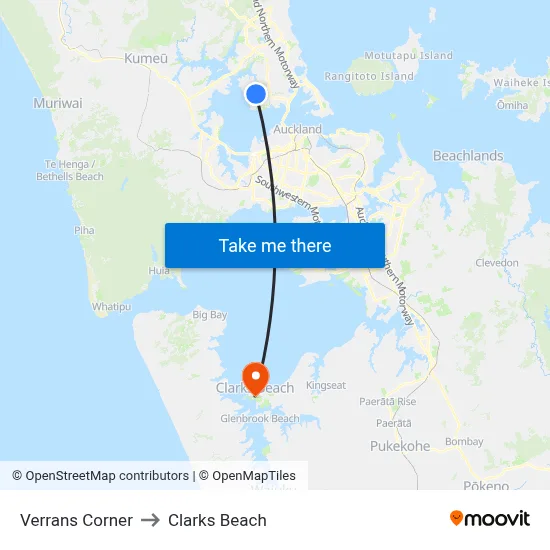 Verrans Corner to Clarks Beach map