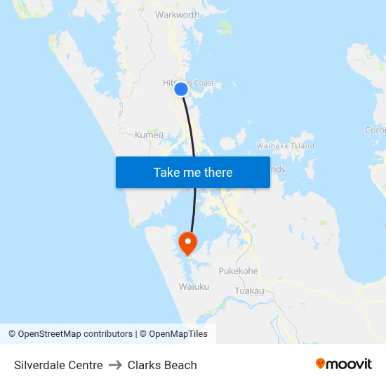 Silverdale Centre to Clarks Beach map