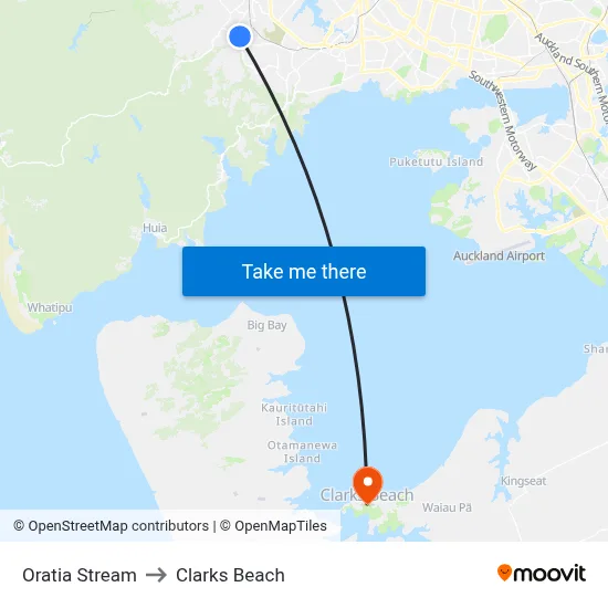 Oratia Stream to Clarks Beach map
