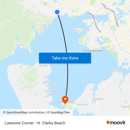 Lawsons Corner to Clarks Beach map