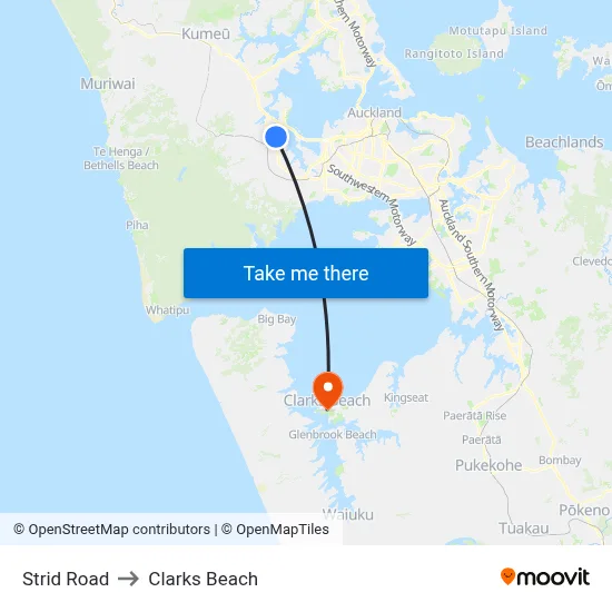Strid Road to Clarks Beach map