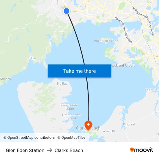 Glen Eden Station to Clarks Beach map