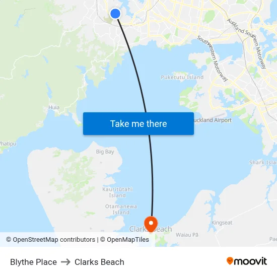 Blythe Place to Clarks Beach map