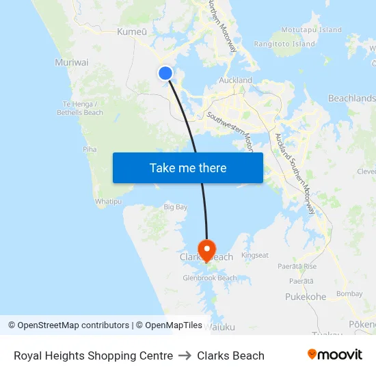 Royal Heights Shopping Centre to Clarks Beach map