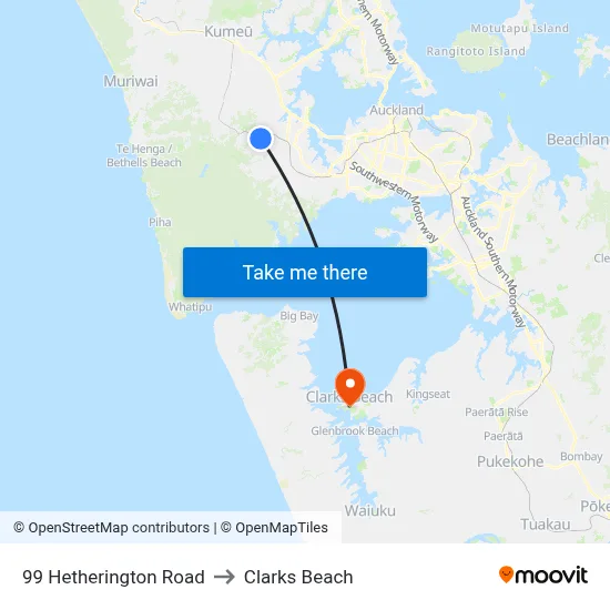 99 Hetherington Road to Clarks Beach map