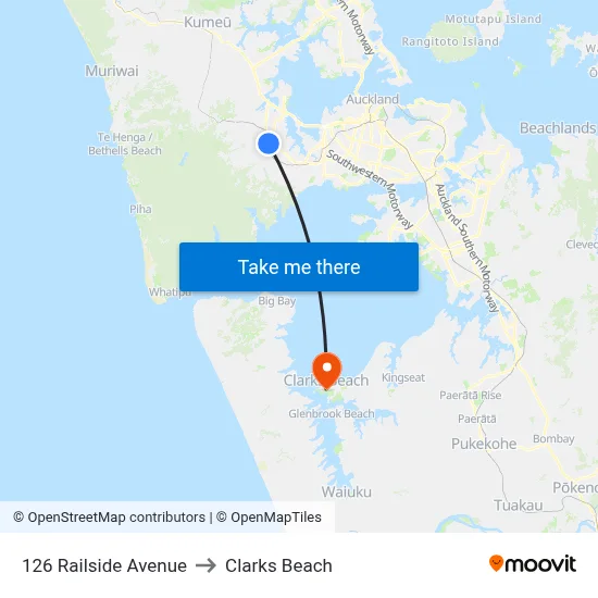 126 Railside Avenue to Clarks Beach map