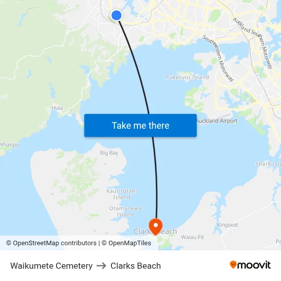 Waikumete Cemetery to Clarks Beach map