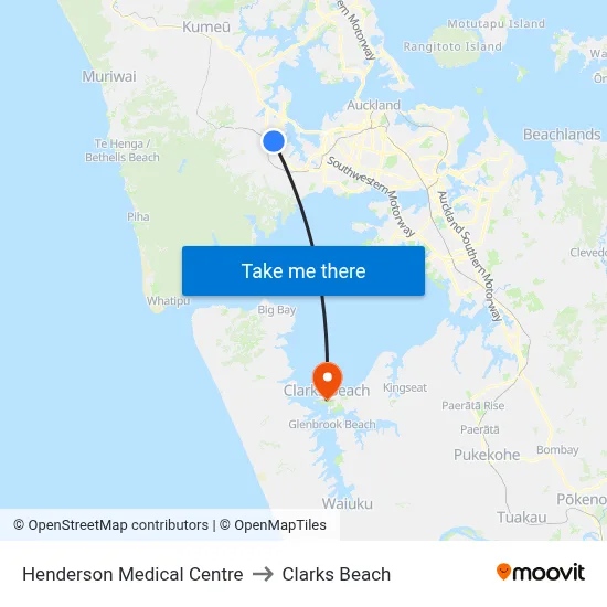 Henderson Medical Centre to Clarks Beach map