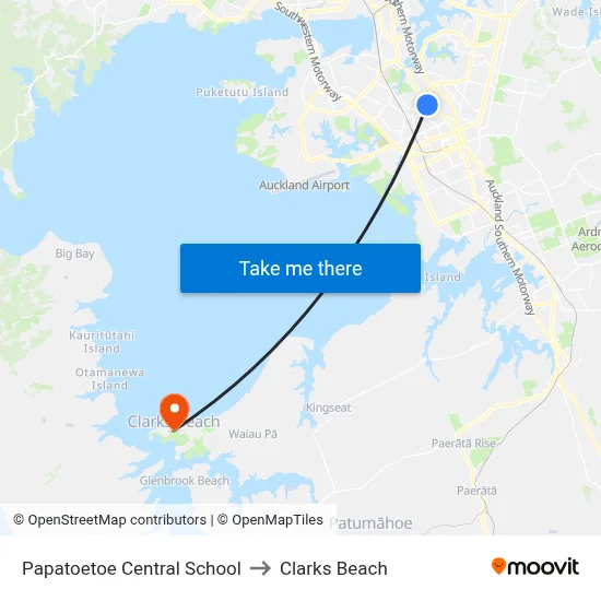 Papatoetoe Central School to Clarks Beach map