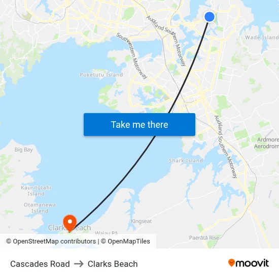Cascades Road to Clarks Beach map