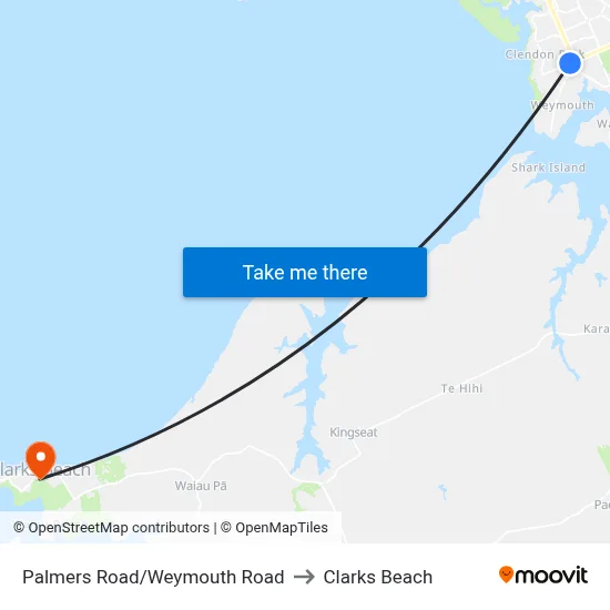 Palmers Road/Weymouth Road to Clarks Beach map