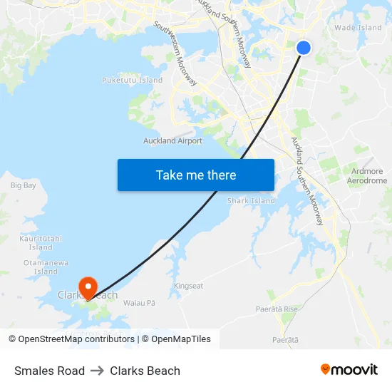 Smales Road to Clarks Beach map