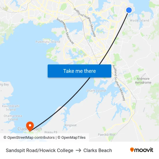 Sandspit Road/Howick College to Clarks Beach map