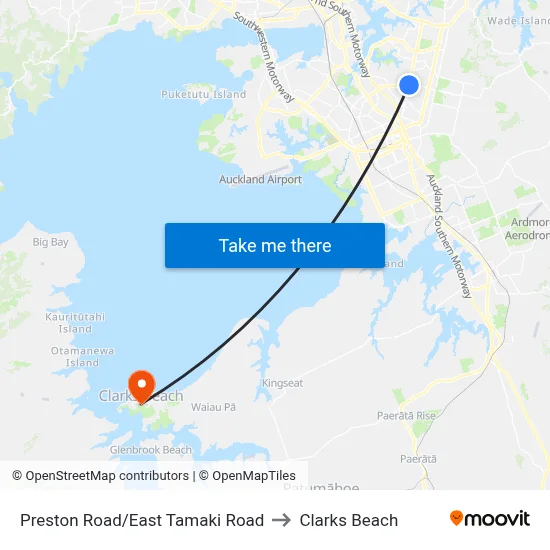 Preston Road/East Tamaki Road to Clarks Beach map