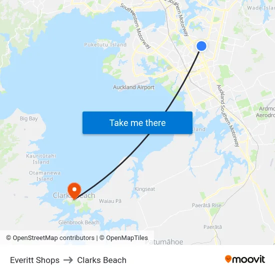 Everitt Shops to Clarks Beach map