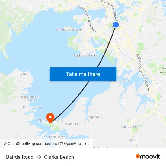 Bairds Road to Clarks Beach map